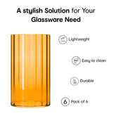 Anko Australia 550ml Borosilicate Highball Glasses Set of 6 | Water, Juice, Cocktails Glasses| Dishwasher Safe Whiskey Glass Set | Bar Accessories for Home | Suitable for All Occassions | Amber